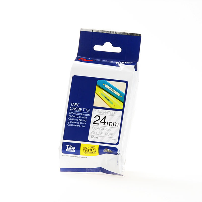 Brother TZe151 24mm Black on Transparent Tape (Original)