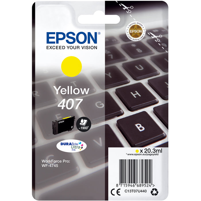 Original Epson 407 Yellow Ink Cartridge (C13T07U440)