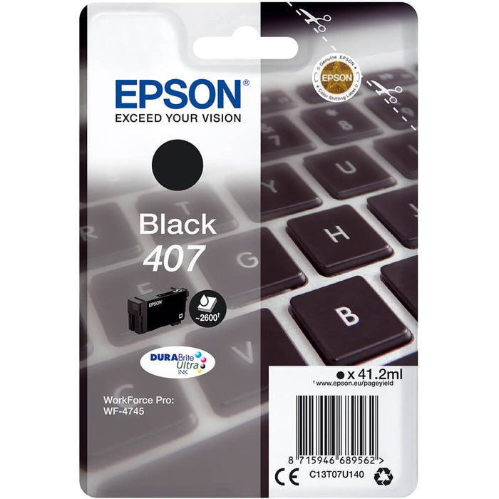 Original Epson 407 Black Ink Cartridge (C13T07U140)